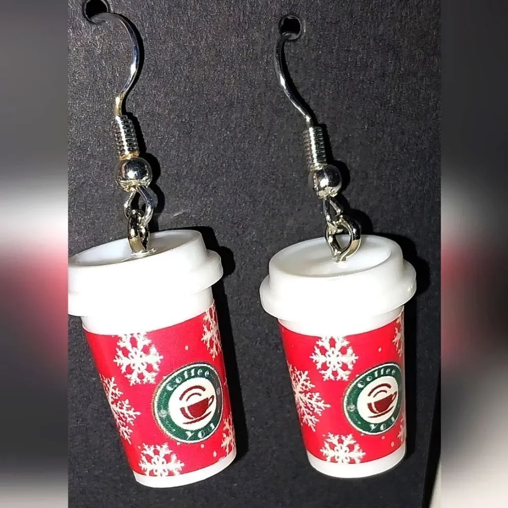 Super cute  festive coffee cup earrings